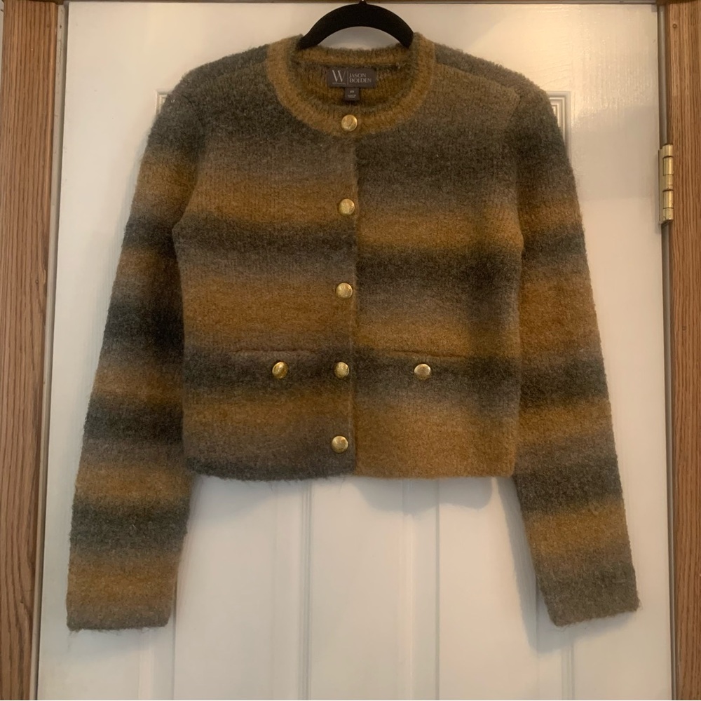 Worthington Women's Striped Button Up Cardigan